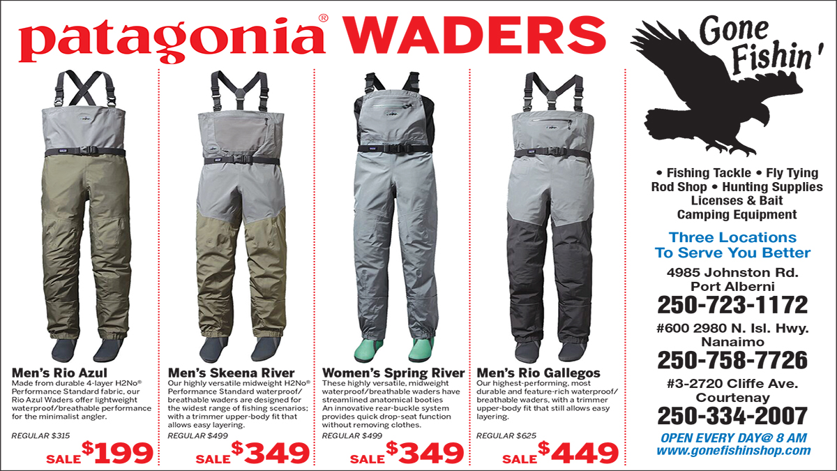 Patagonia Waders ON SALE at GONE FISHIN'  West Coast Daily - Vancouver  Island, BC
